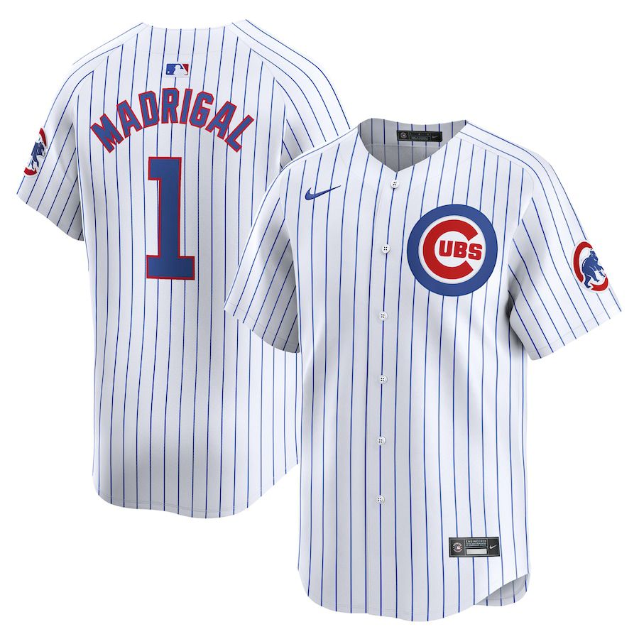 Men Chicago Cubs #1 Nick Madrigal Nike White Home Limited Player MLB Jersey->->MLB Jersey